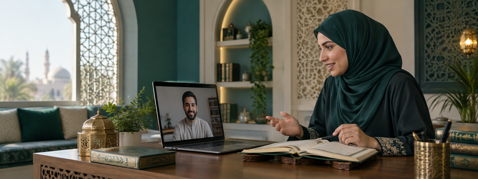 بيئة تعليم القرآن عن بُعد في أكاديمية أفنان
